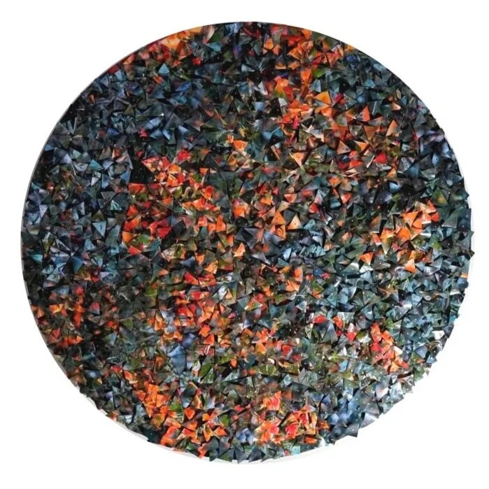 Mabel Poblet's "Orange Garden", 31 in dia., Mixed Media