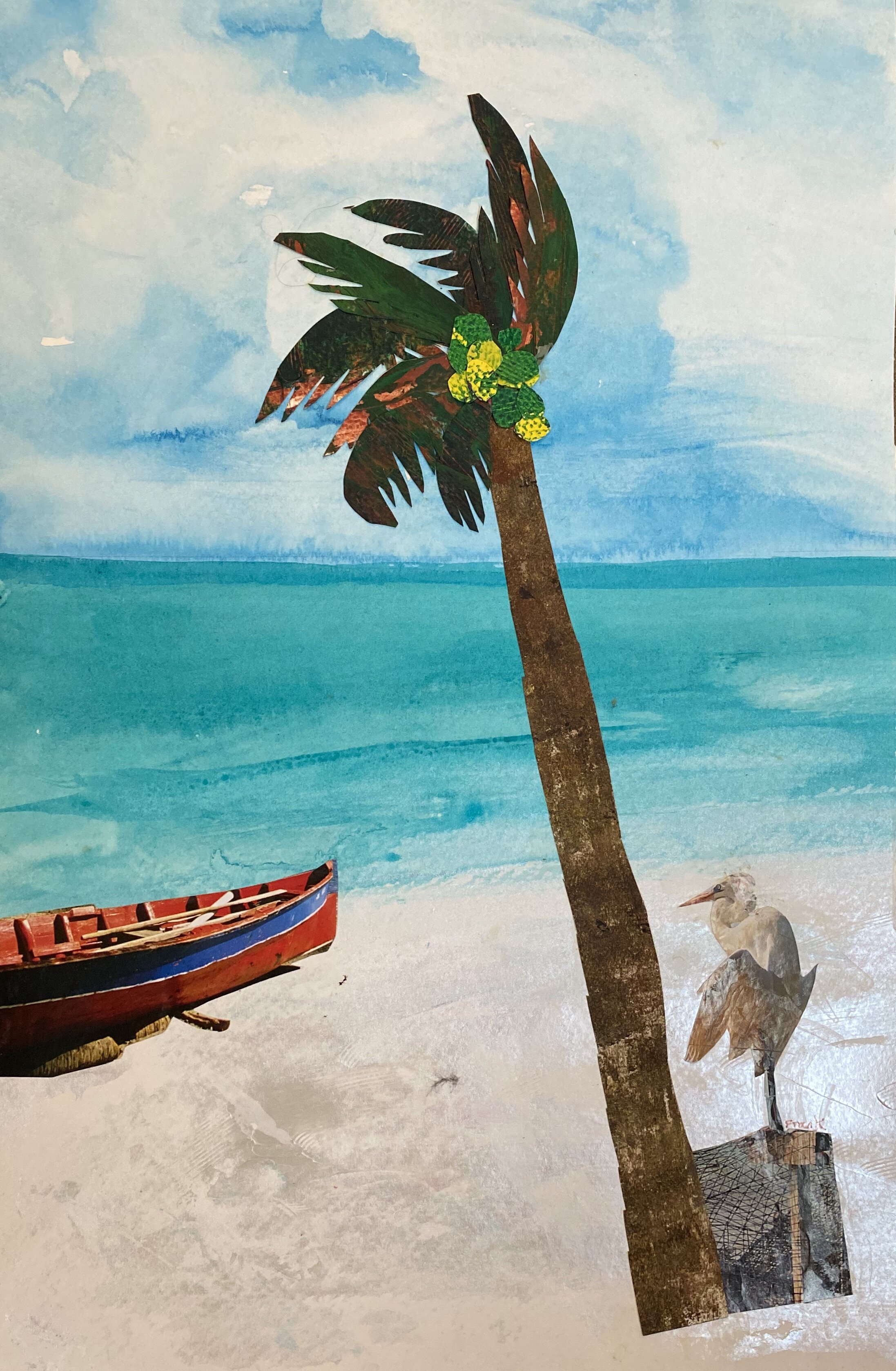 Harriet Frank, Private Beach, 18 x 12, Mixed Media