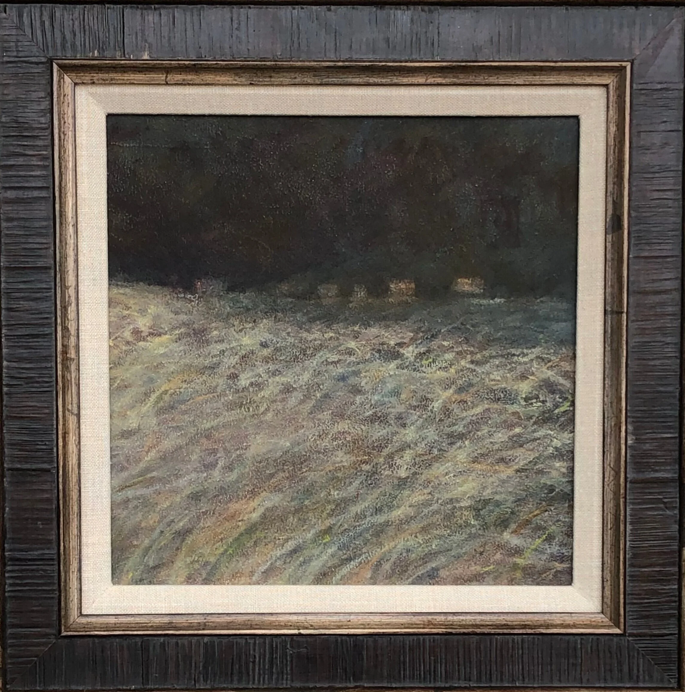 Annie Dillard, Grass at Night, 9 x 9, Oil on Canvas