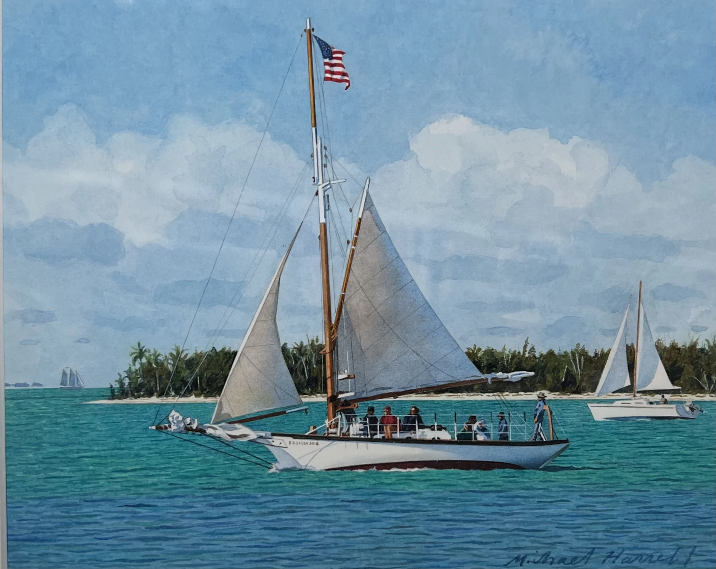 Michael Harrell, Key West Sail, 8.5 x 11, Watercolor