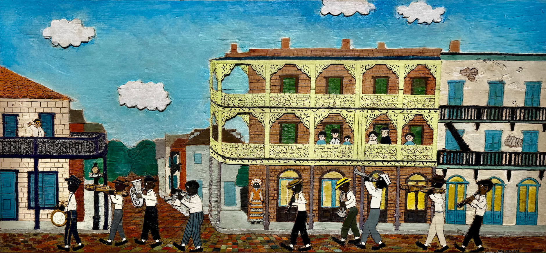 Mario Sanchez, New Orleans Giants of Jazz Parade, 17 x 36, Intaglio