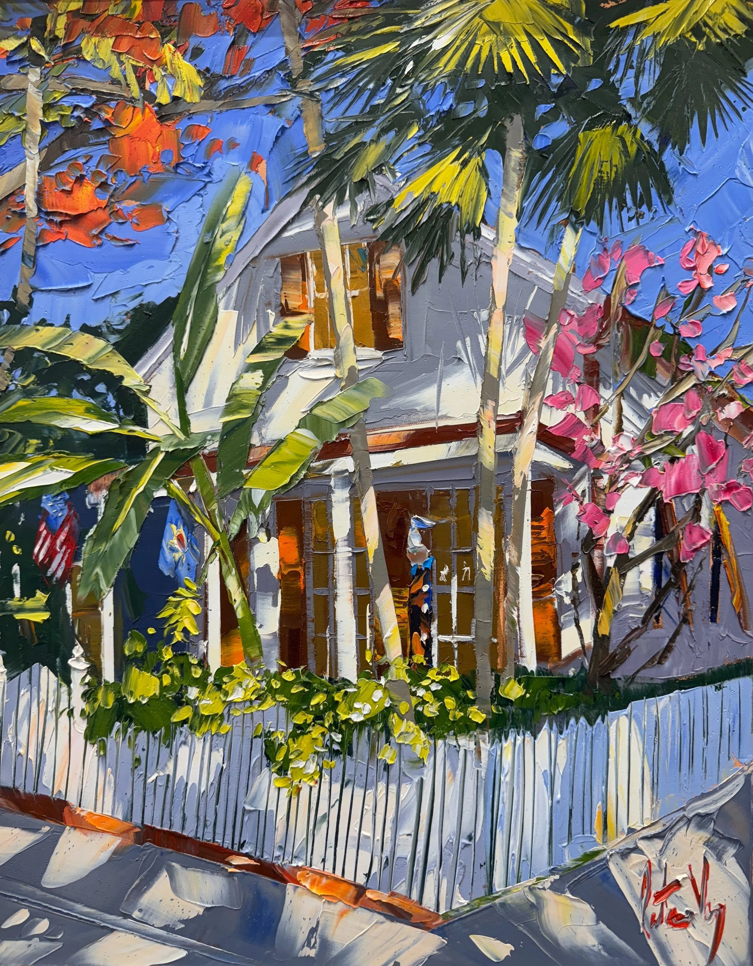 Peter Vey, Palm Shadows and Porch Dreams, 20" x 16", Oil on Linen