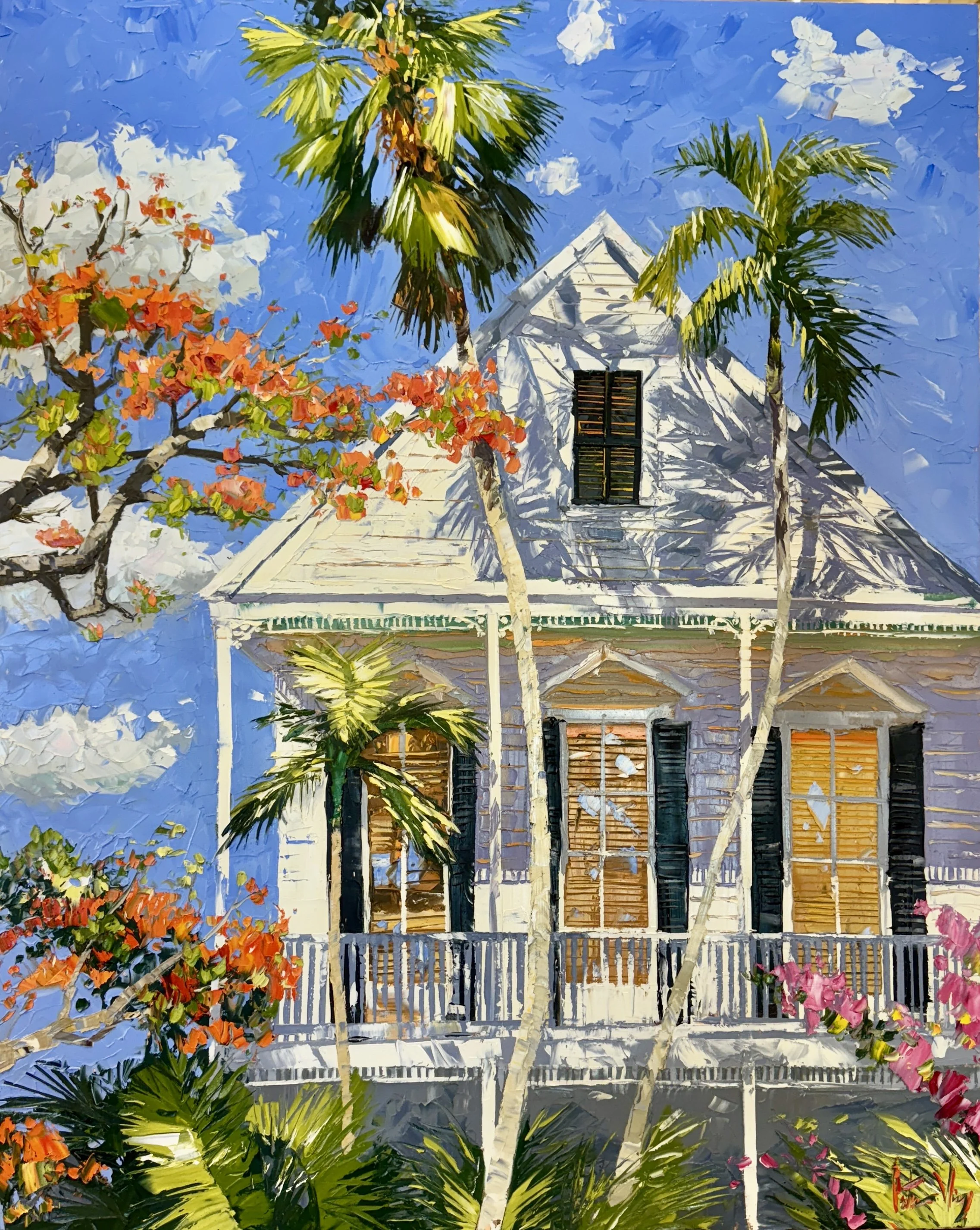 Pete Vey, Royal Poinciana Time in Key West, 50" x 40", Oil on Linen