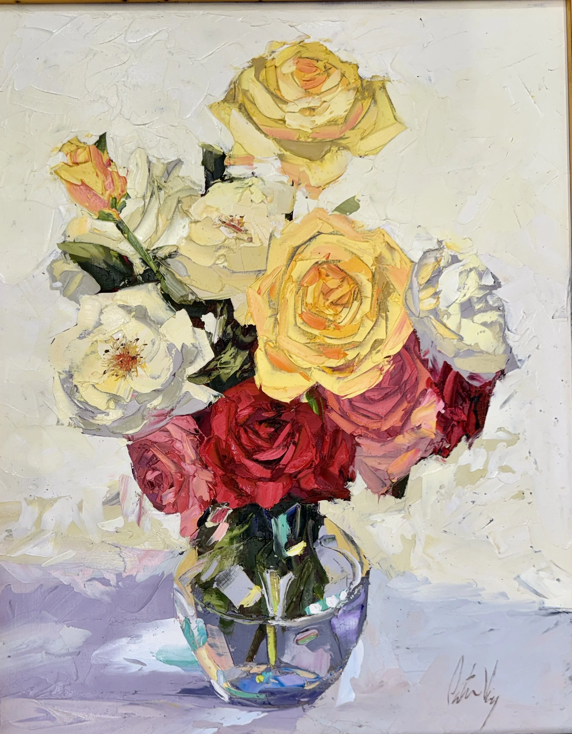 Peter Vey, Roses in a Vase, 20" x 16", Oil on Linen