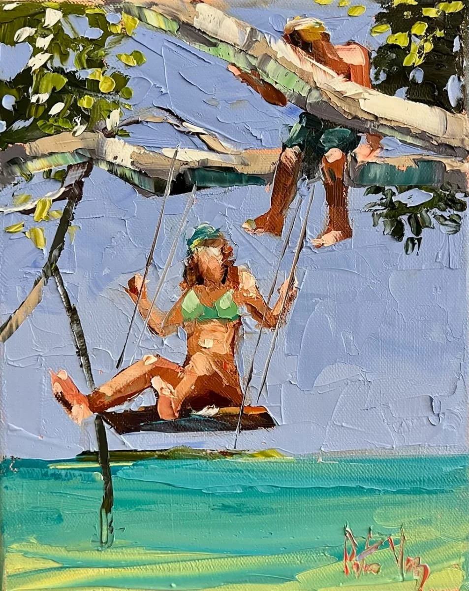 Peter Vey, Bo Gran Swing, Oil on Linen, 10" x 8"