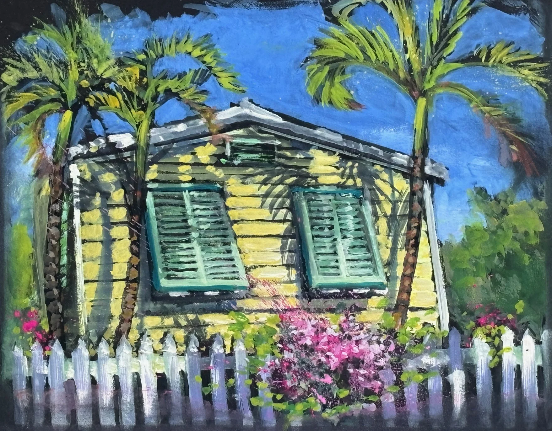 Priscilla Coote, Yellow and Green, 9" x 12", Gouache