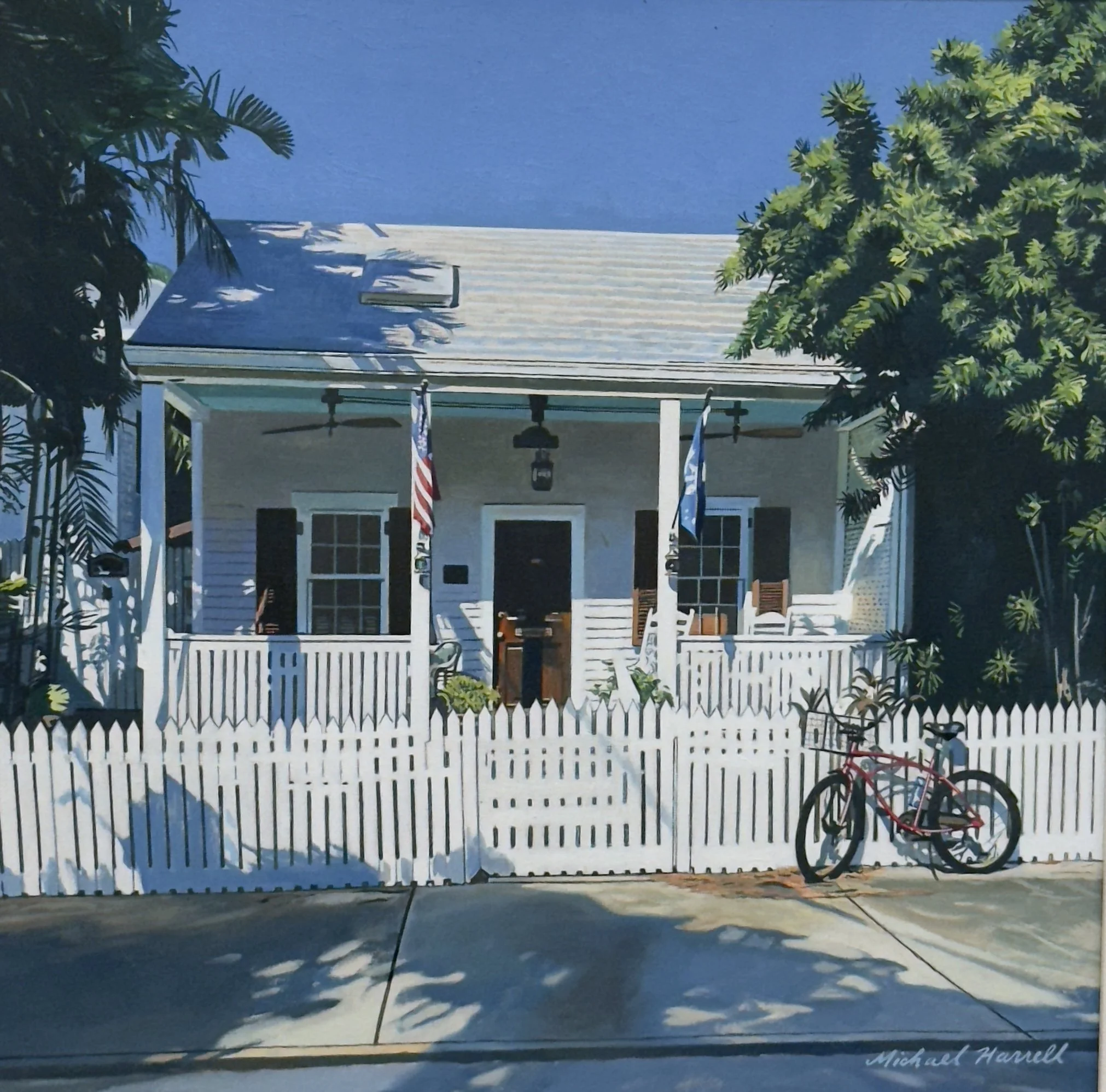 Michael Harrell, Key West Eyebrow House, 16" x 16", Oil on Canvas