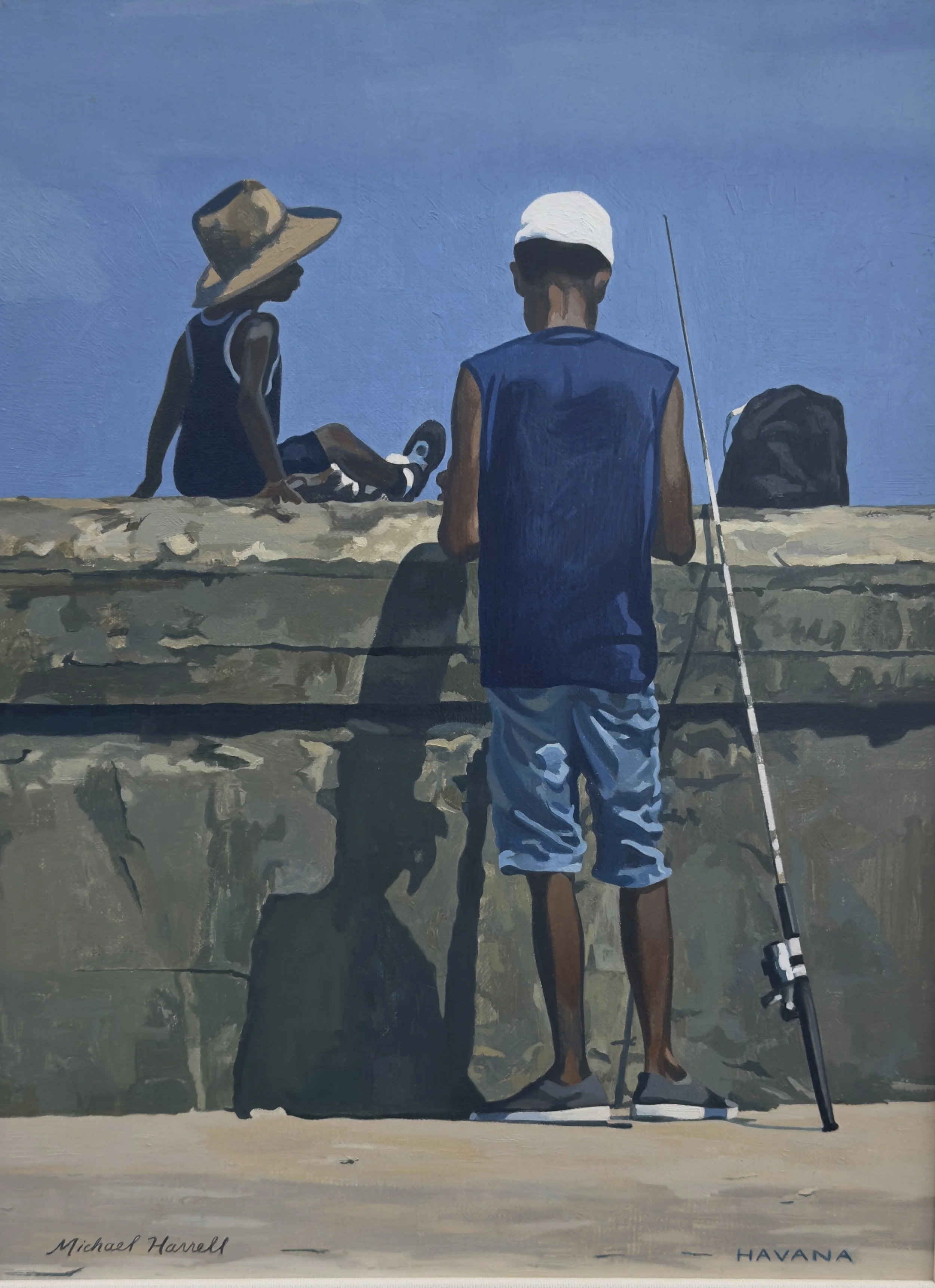 Michael Harrell, Learning to Fish, 13" x 10", Oil on Panel