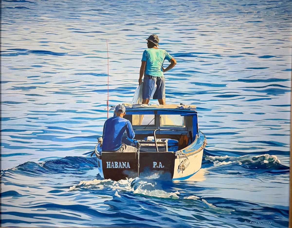 Michael Harrell, Searching for Fish off Havana, 24" x 30", Oil on Canvas