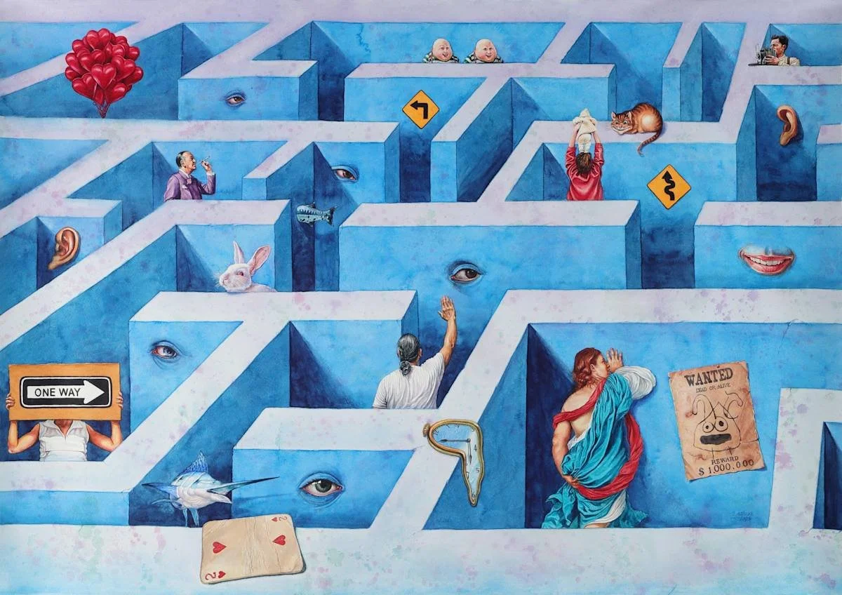 Ruben Alpizar, The Labyrinth #1 (From the series: Alice), 28" x 39", Watercolor on Paper