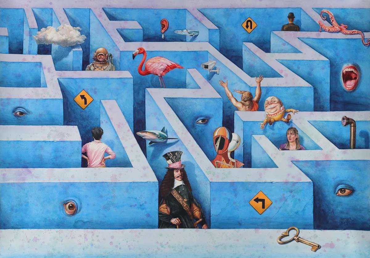 Ruben Alpizar, The Labyrinth #2 (From the series: Alice), 28" x 39", Watercolor on Paper