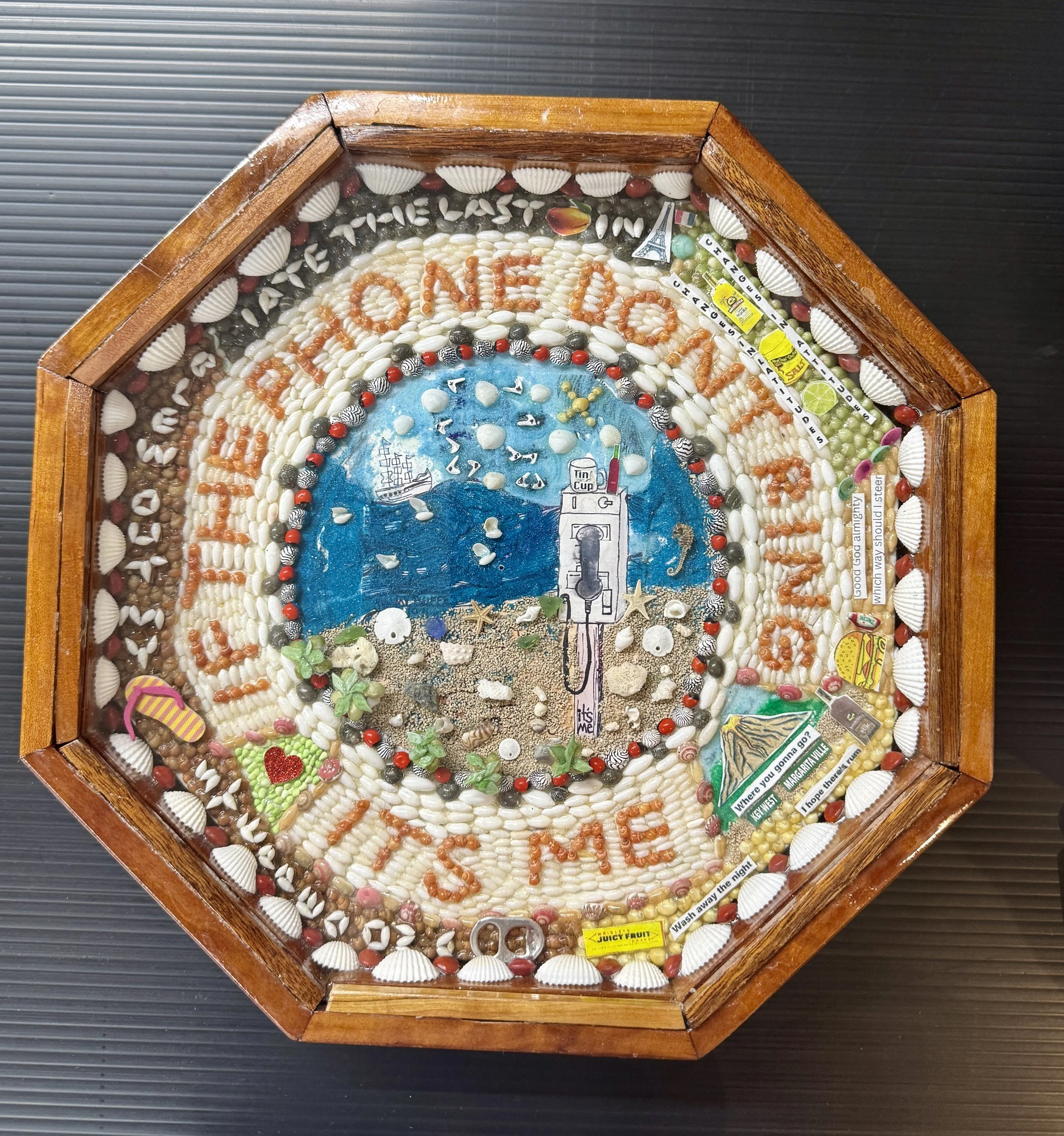Kevin Foley,  Sailor's Valentine, If the Phone Don't Ring, It's Me,  12" x12",  Shells, and Mixed Media