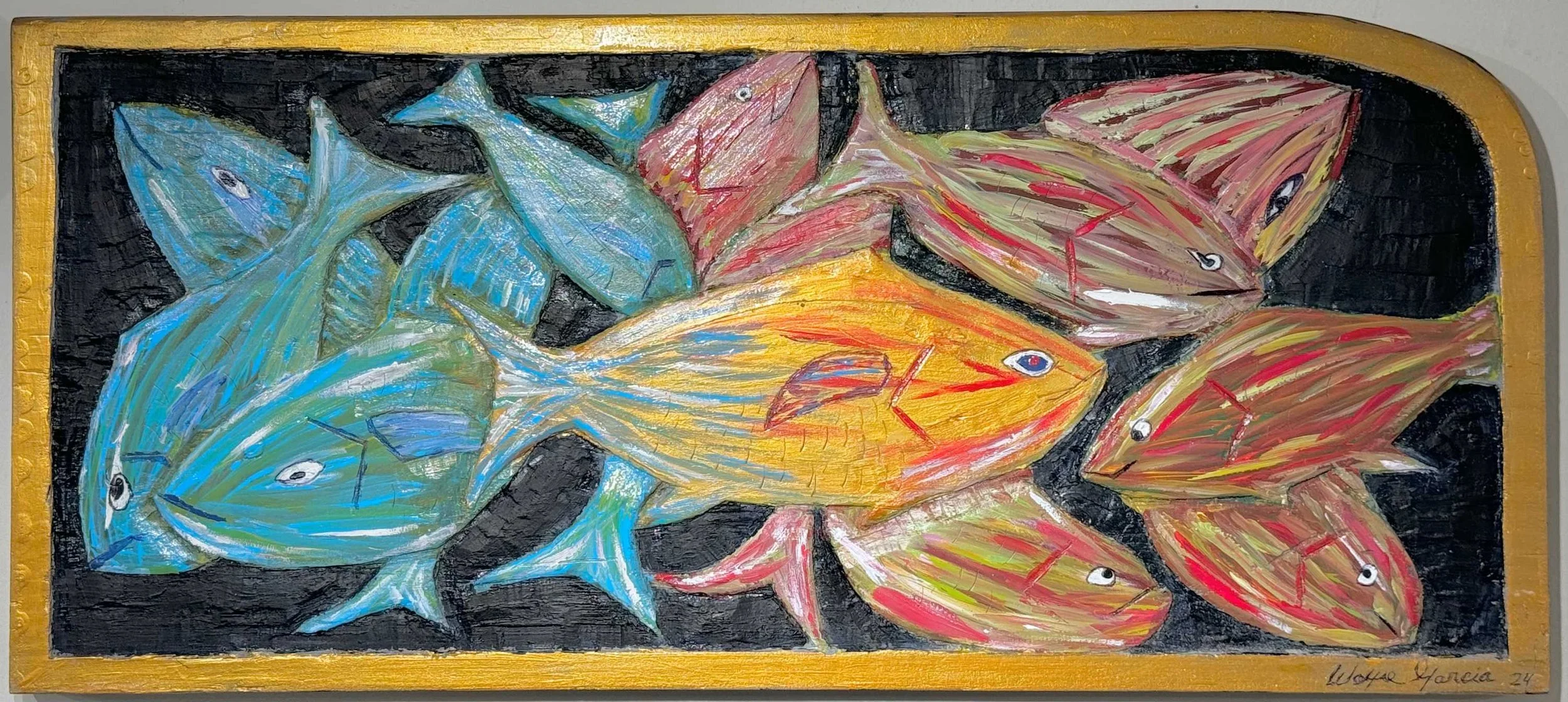 Wayne Garcia, Snapper's on an Acid Trip, Intaglio, 11' x 25"