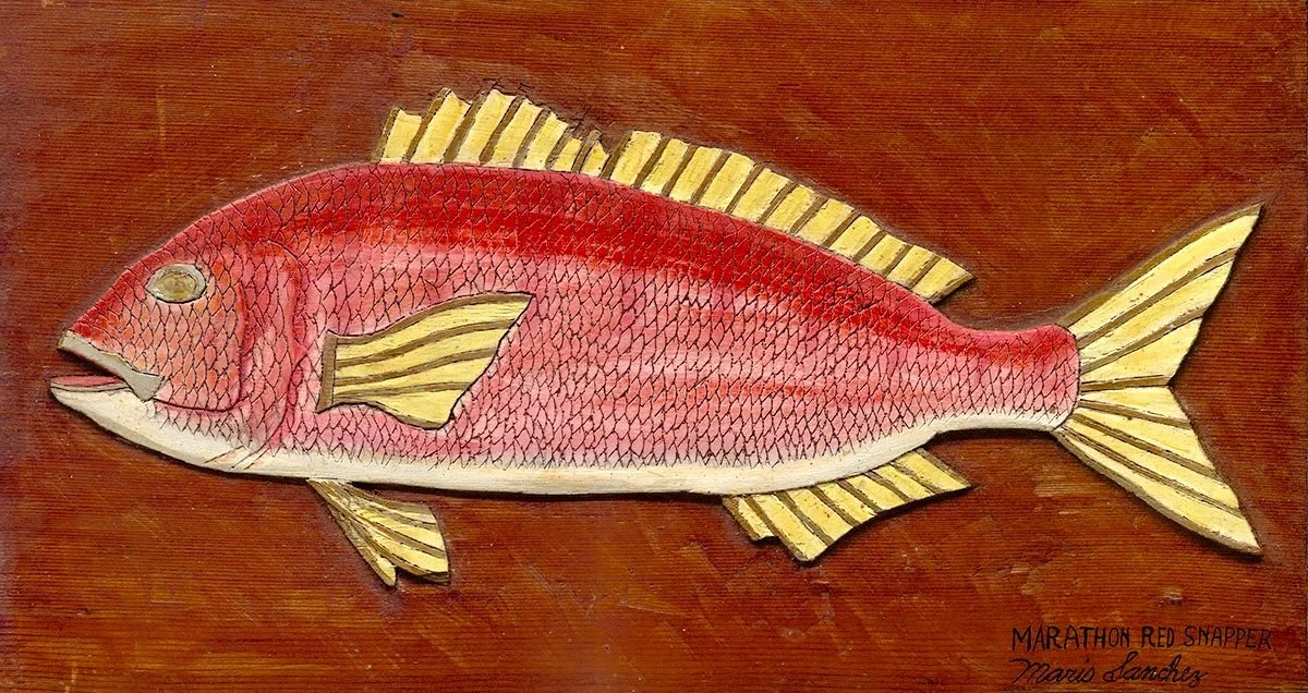 Mario Sanchez, Marathon Red Fish, Intaglio, 12" x 22"