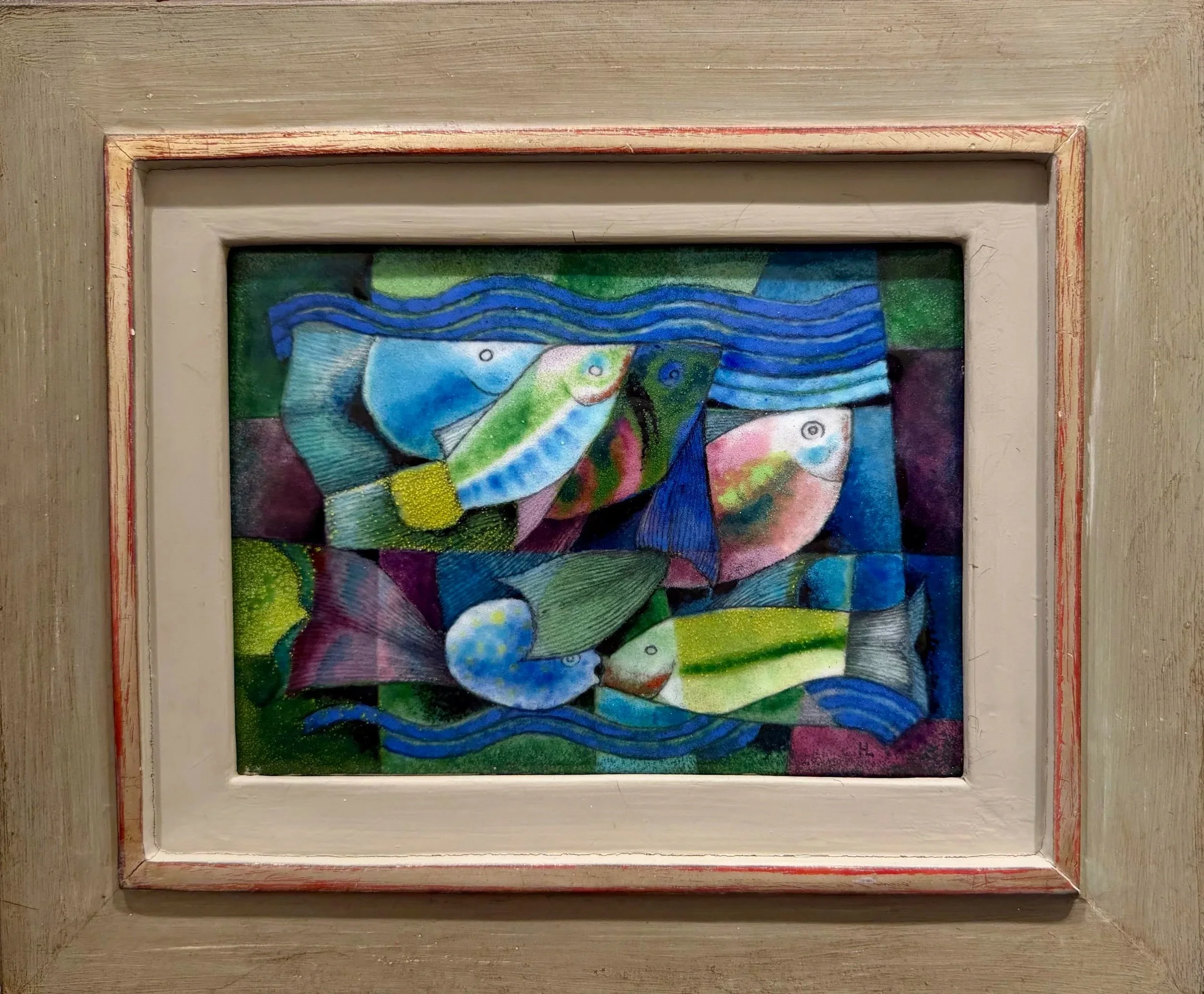 Henry La Cagnina, "Fish of Color," Vitrious Enamel, 5" x 7"