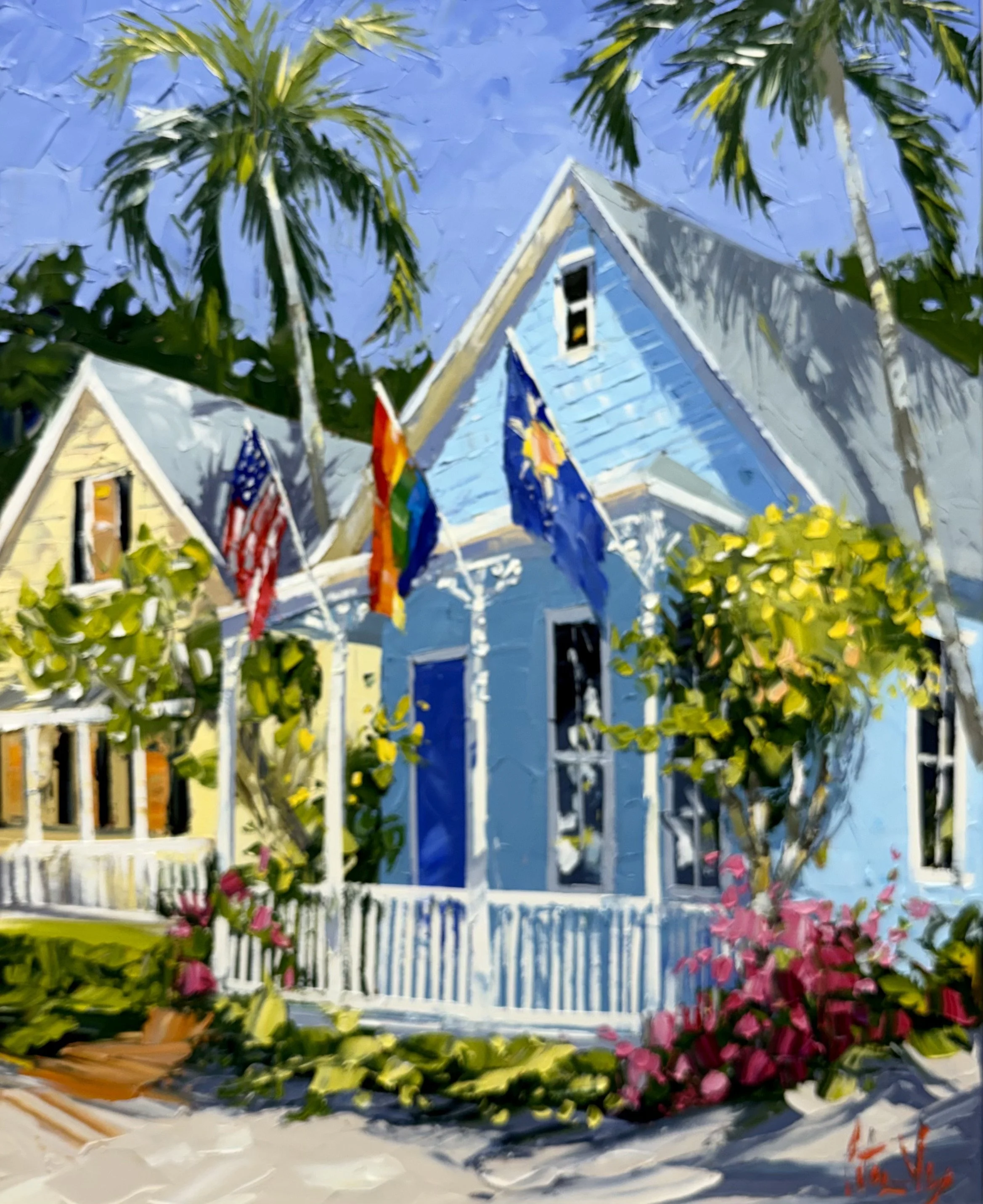 Peter Vey, Porch of Flags, Oil on Linen, 30 x 24