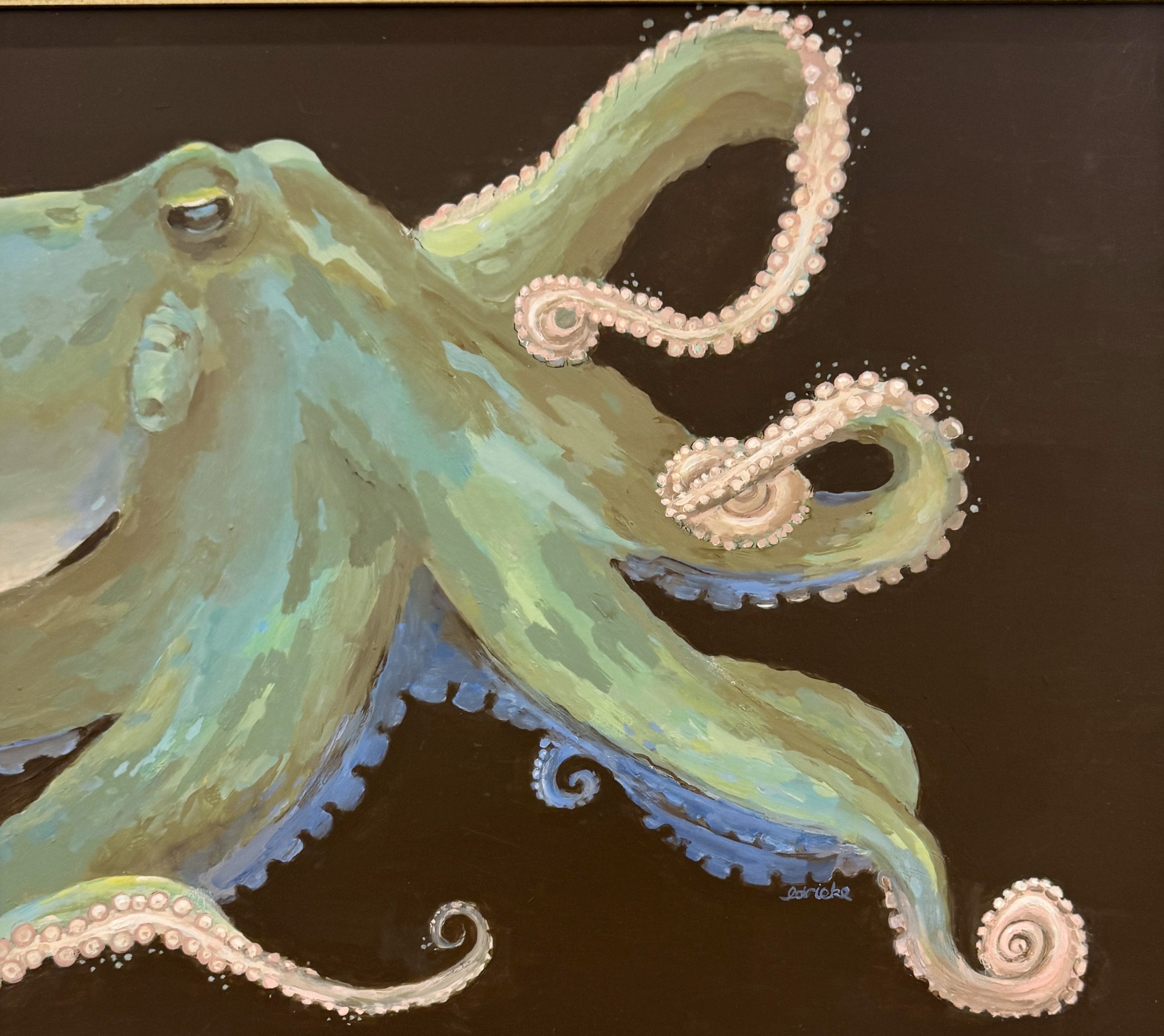 Linda Rieke, Octopod, Oil on Board, 18" x 19"
