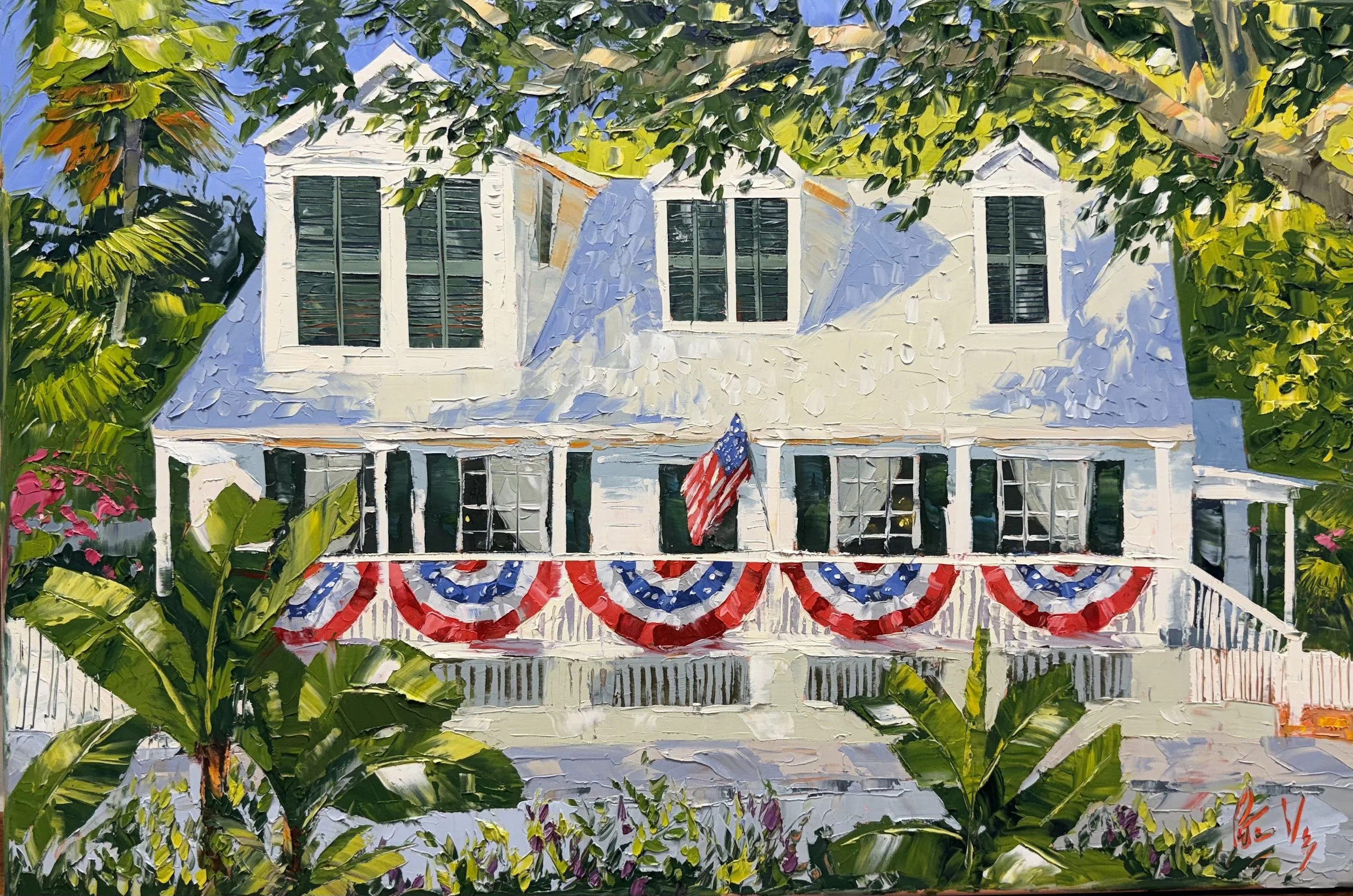 Peter Vey, Patriotic Oldest House, Oil on Linen, 24 x 36