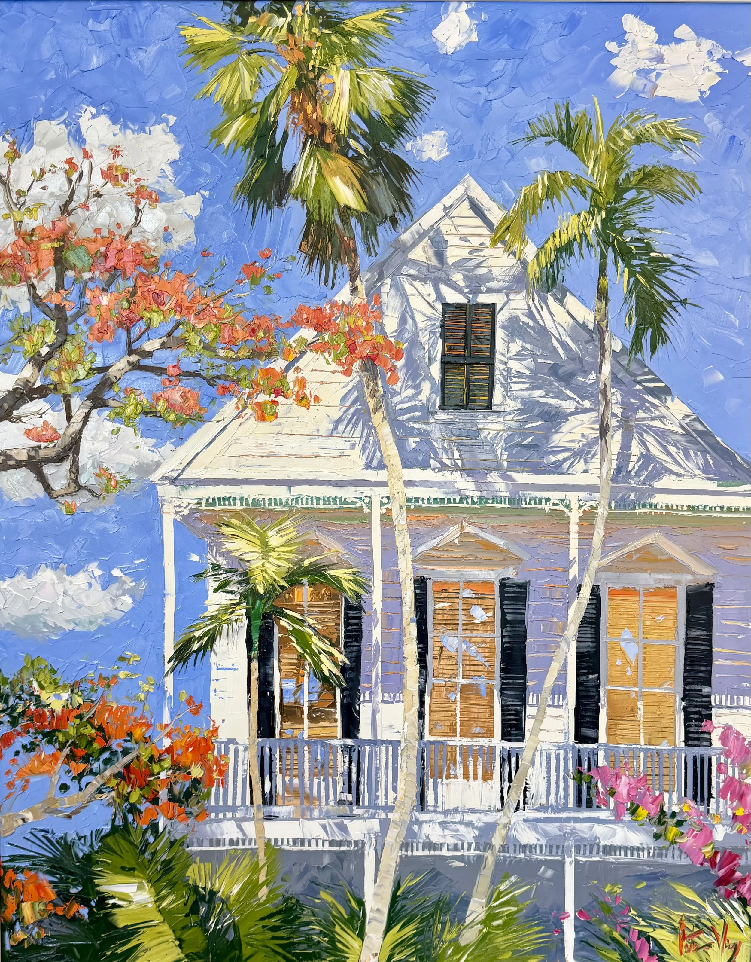 Peter Vey, Poinciana Porch, 50 x 40, Oil on Linen