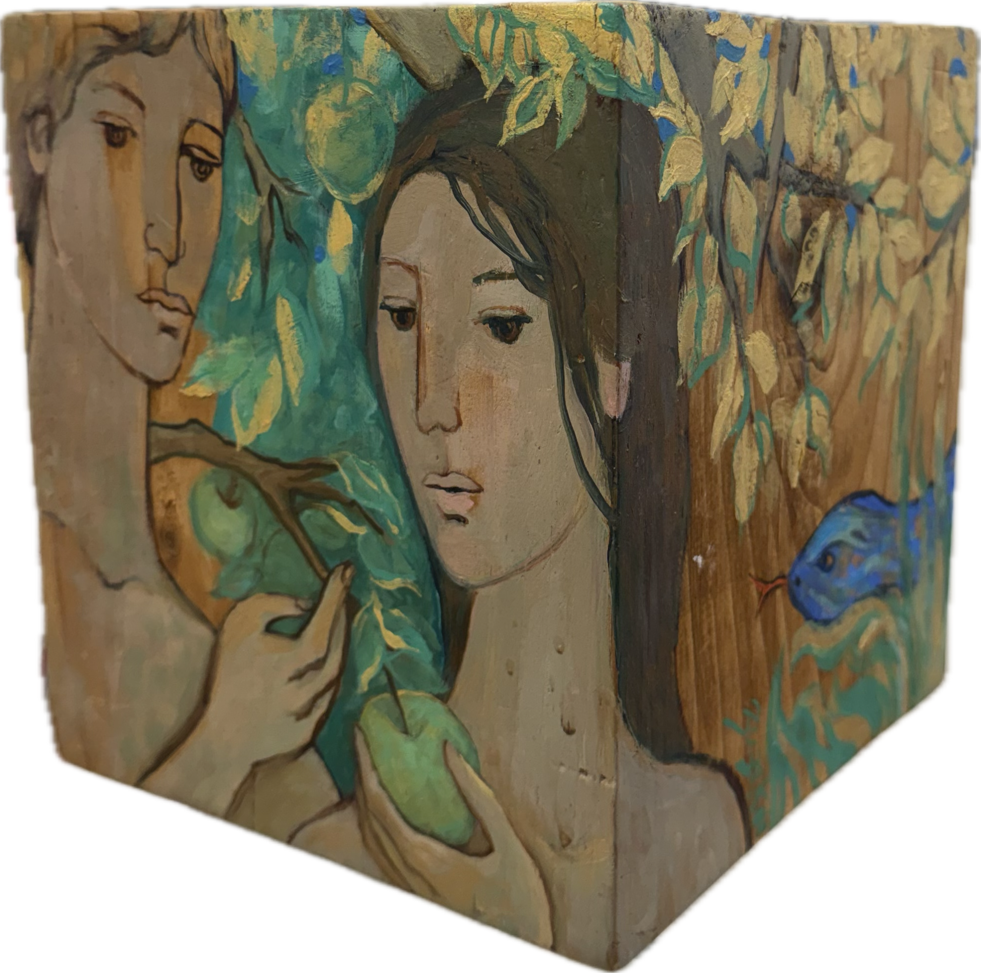 Suzie Zuzek De Poo, Genesis, 8 x 7.5 x 7.5, Oil on Wood Block