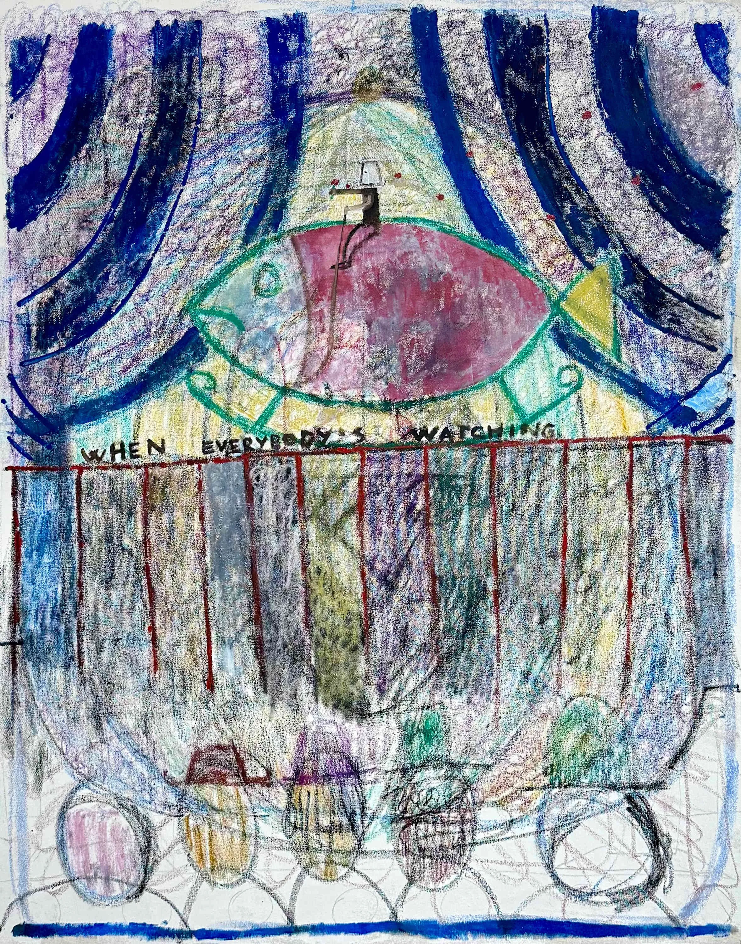 Giovanni Mercatelli, When Everybody's Watching, 39.5 x 32 in, Oil & Oil Pastel on Canvas