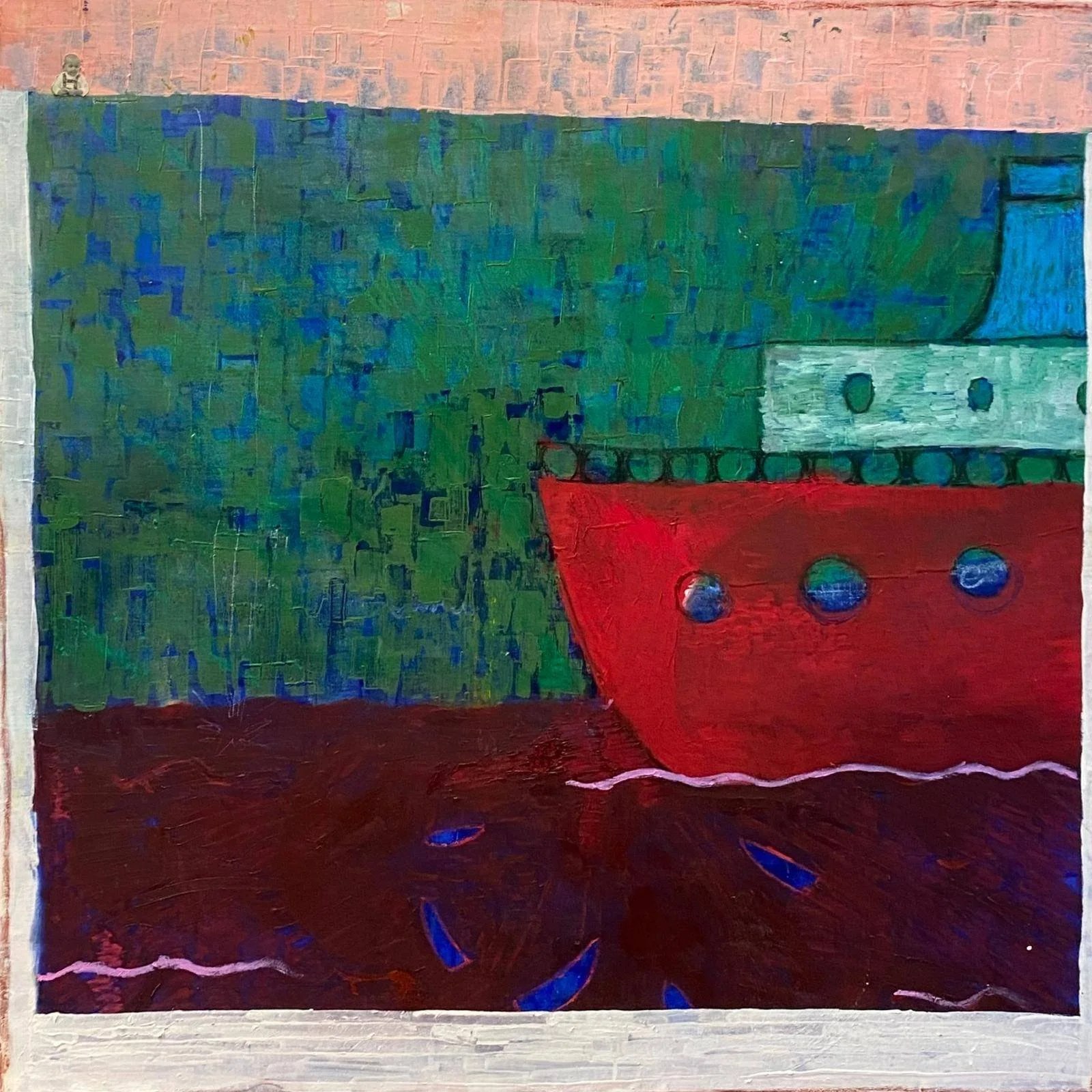 Giovanni Mercatelli, The First Boat (Through The Mangroves), 39.5 x 39.5,  in, Mixed Media on Canvas