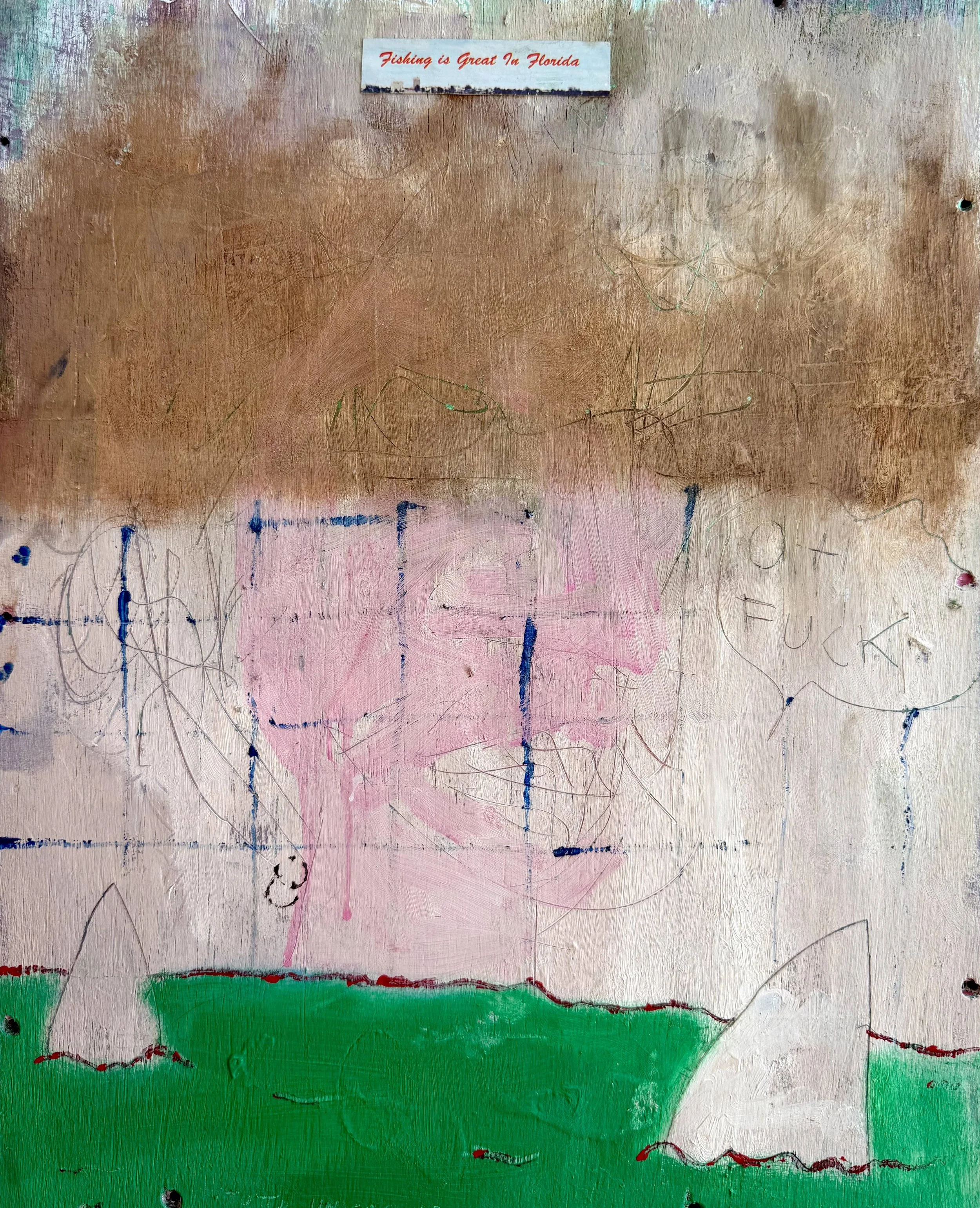 Giovanni Mercatelli, Fishing is Good in Florida,  17.5 " x 13.75", Mixed Media