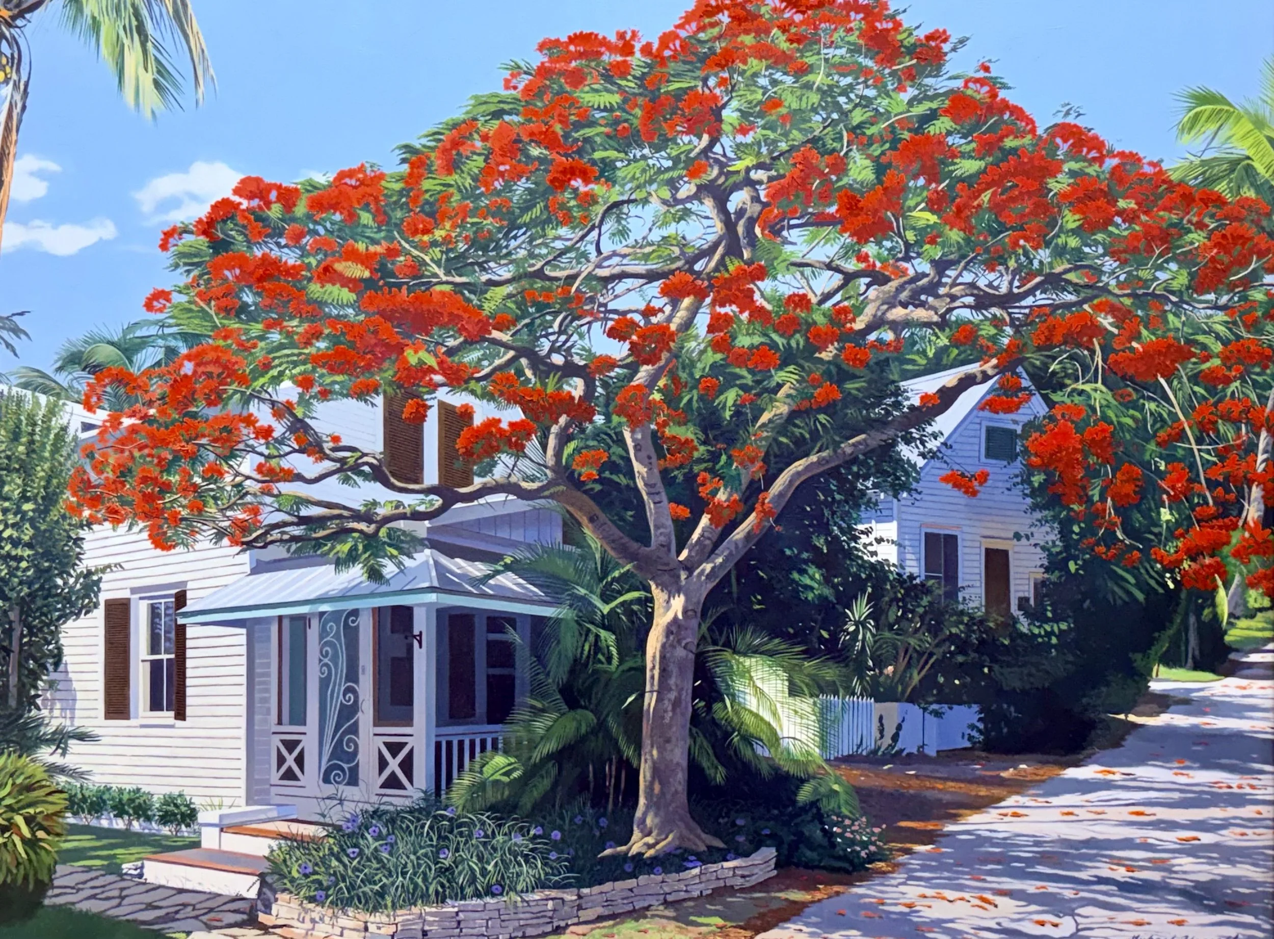 Michael Harrell, Royal Poinciana, Oil on Canvas, 30" x 40" 