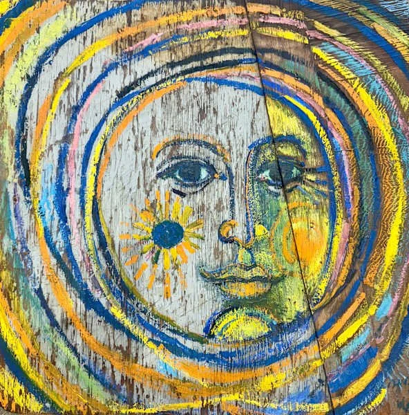 Suzie De Poo, Sunface, Oil On Wood, 24" x 24"