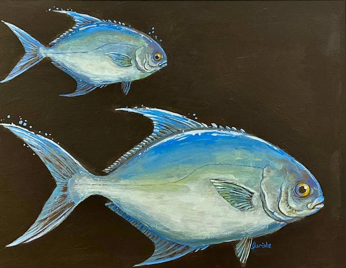 Linda Rieke,  Two Permits, Oil on Panel, 14 x 18"
