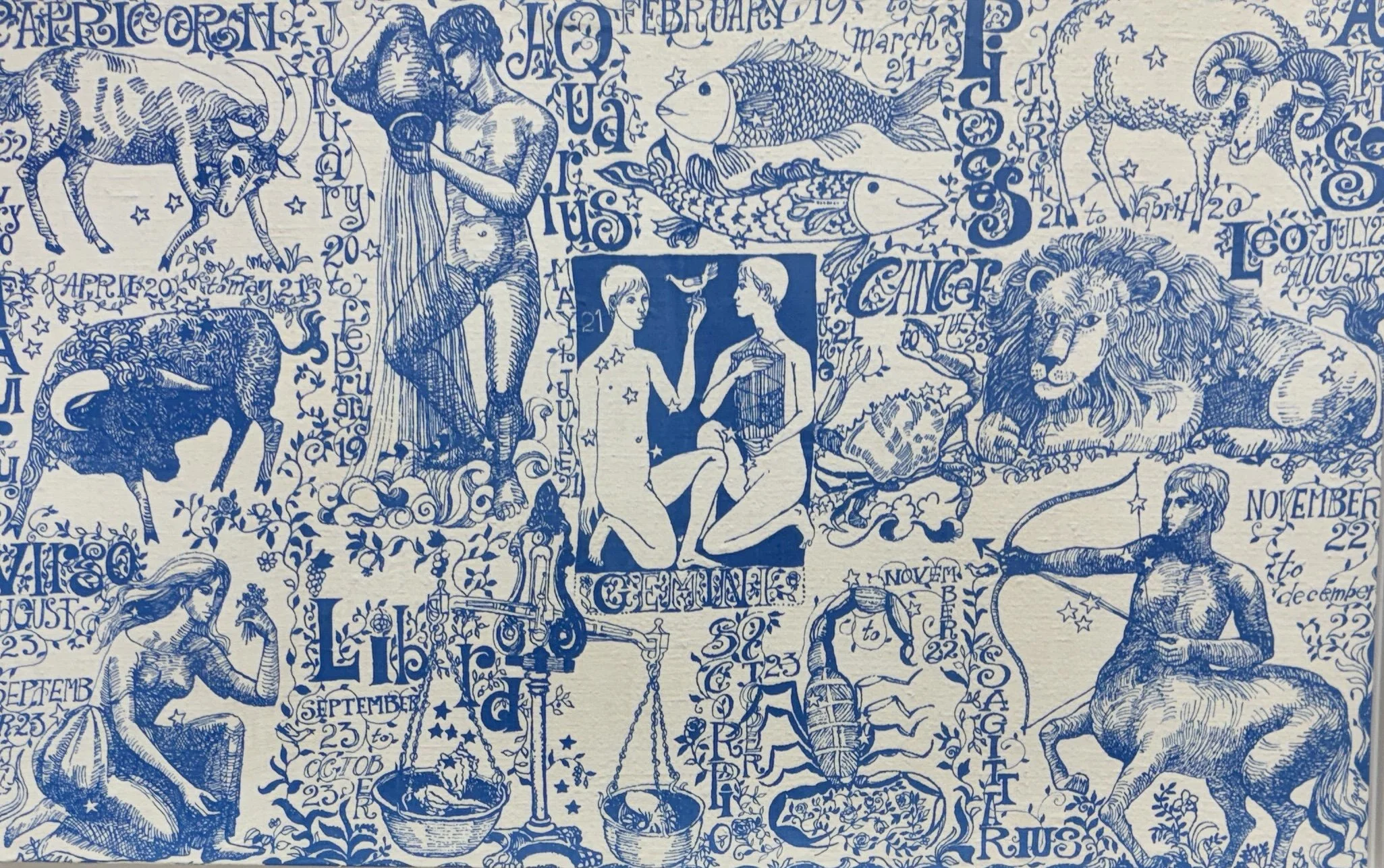 Suzie Zuzec De Poo, Zodiac, Monoprint on Linen, 28"x 45"