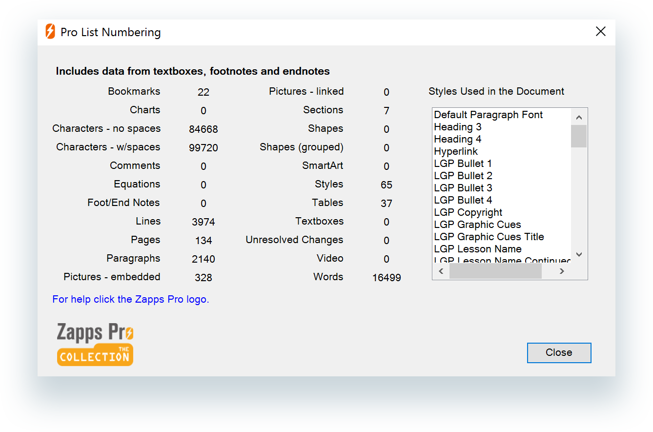 Example of Doc Stats