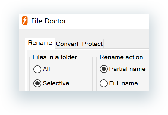 File Doctor dialog box tabs