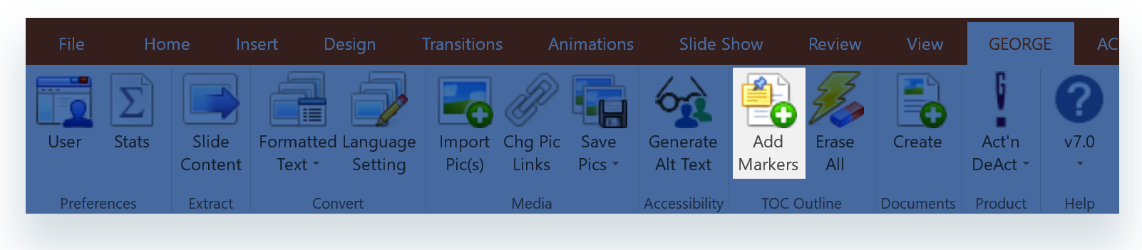 Add Markers button on george! ribbon