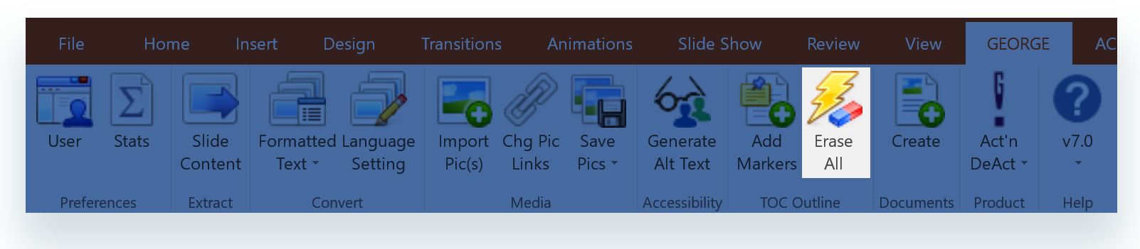Erase All button on george! ribbon