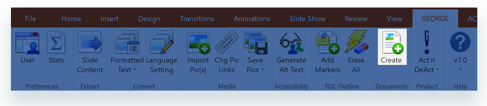 Create button on george! ribbon