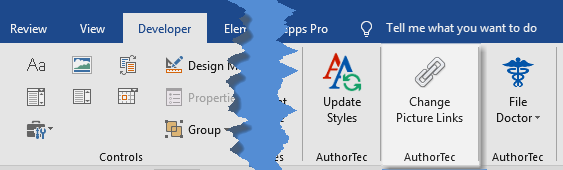 AuthorTec Change Picture Links button on Developer tab ribbon in Microsoft Word