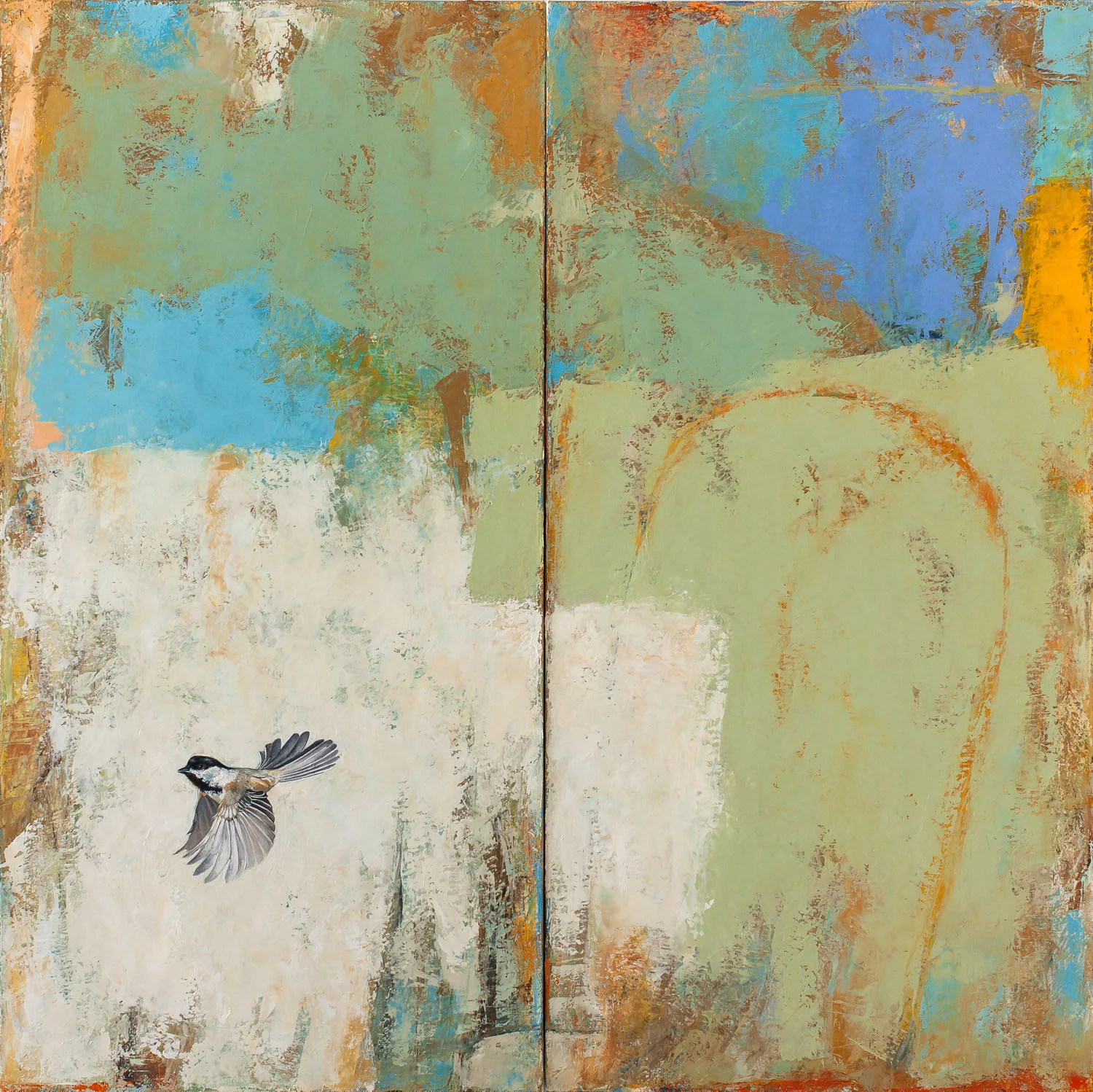 Open Field 2013 oil on canvas 40 x 40 inches (diptych) Private collection