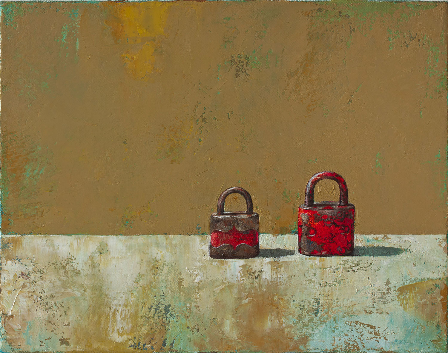   Two Red Locks  2011 oil on canvas 11 x 14 inches  Private collection 
