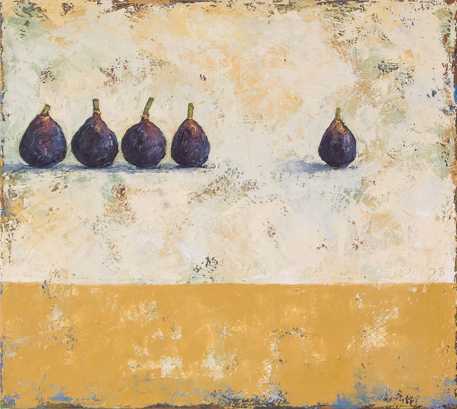   Figs in a Row  2003 oil on panel 18 x 20 inches  Private collection 