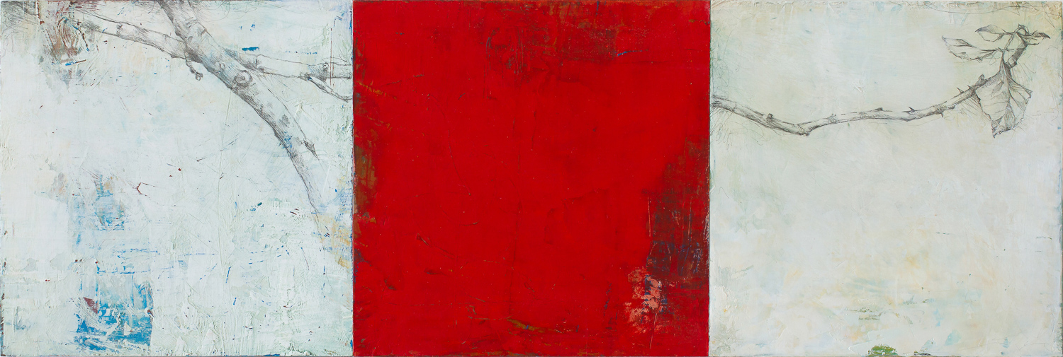 Span 2016 oil and graphite on panel 6 x 18 inches available at The Haen Gallery