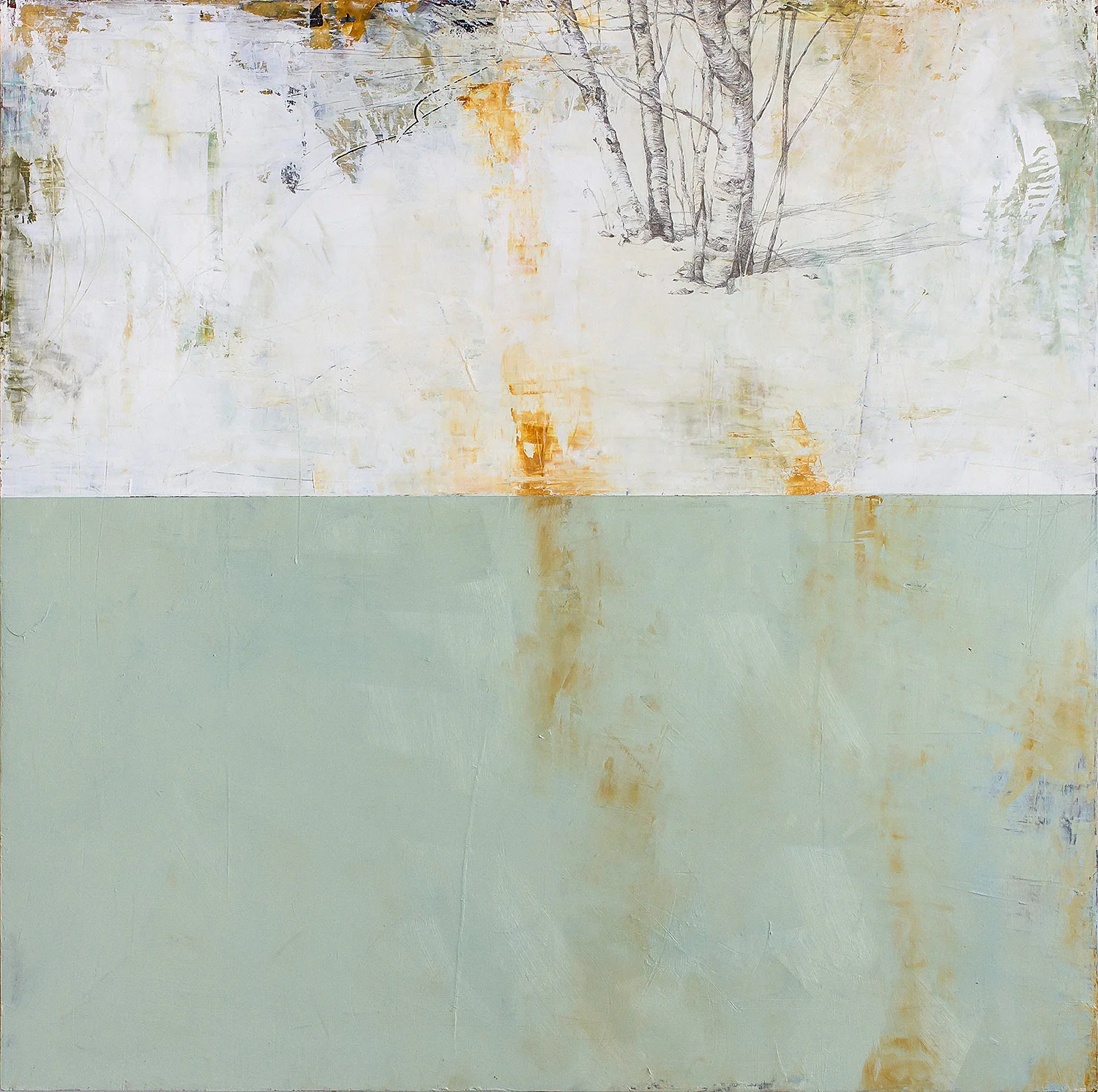 Meet Me Here 2016 oil and graphite on panel 20 x 20 inches available at Water Street Gallery