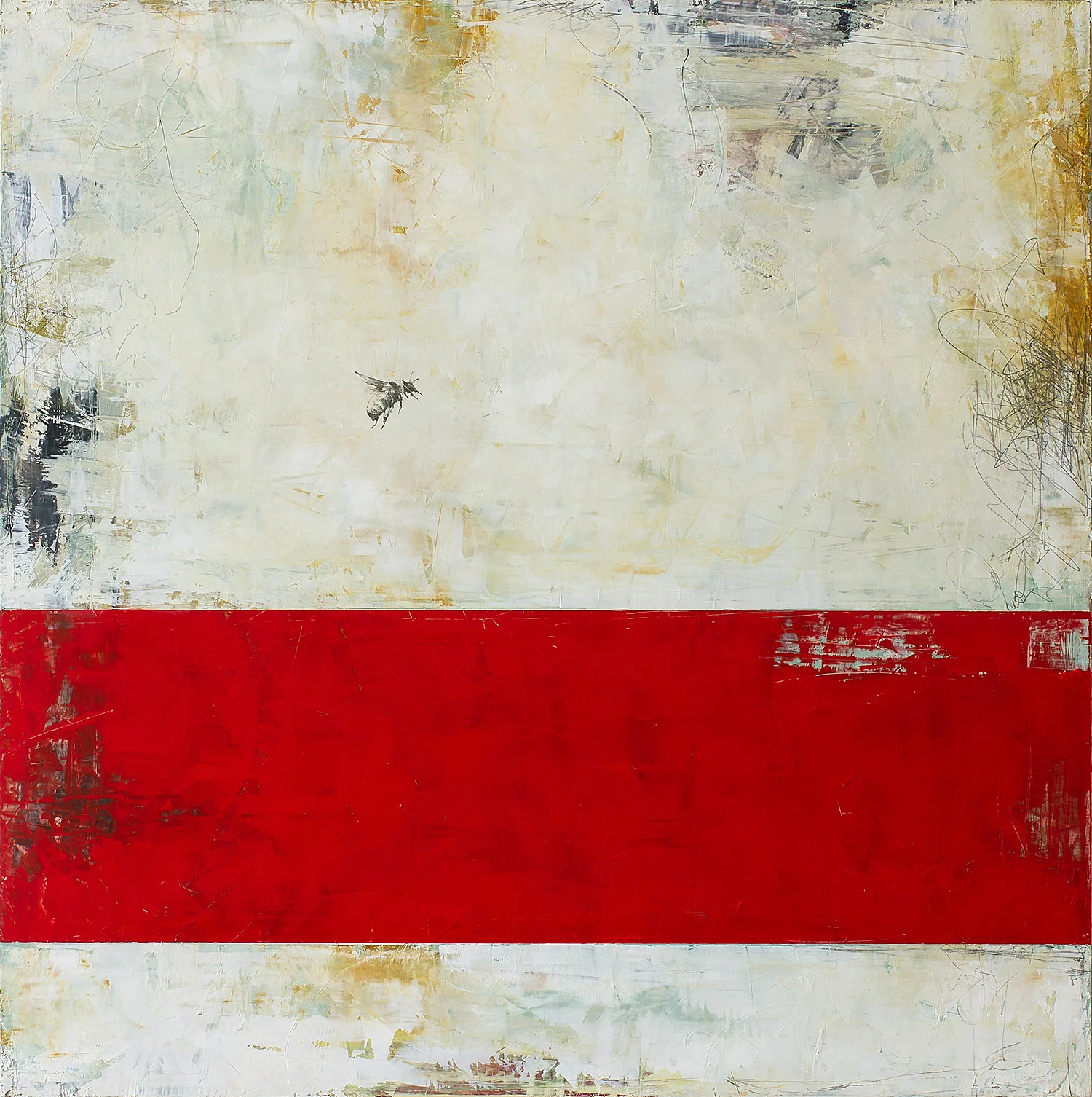 Red Carpet 2016 oil and graphite on panel 20 x 20 inches available at The Haen Gallery