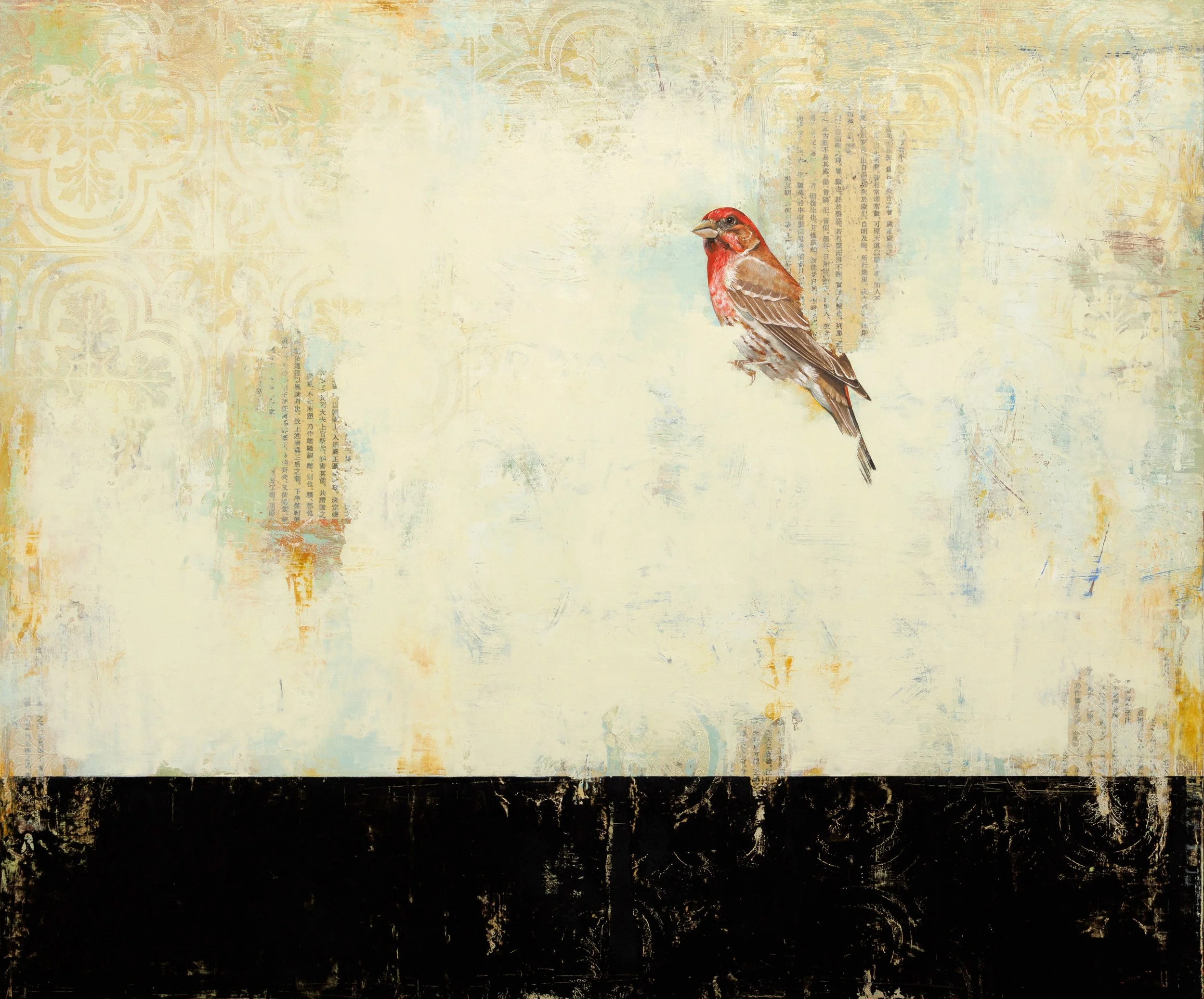   Overlapping Stories  2025 oil and collage on panel 20 × 24 inches  available at  The Haen Gallery  