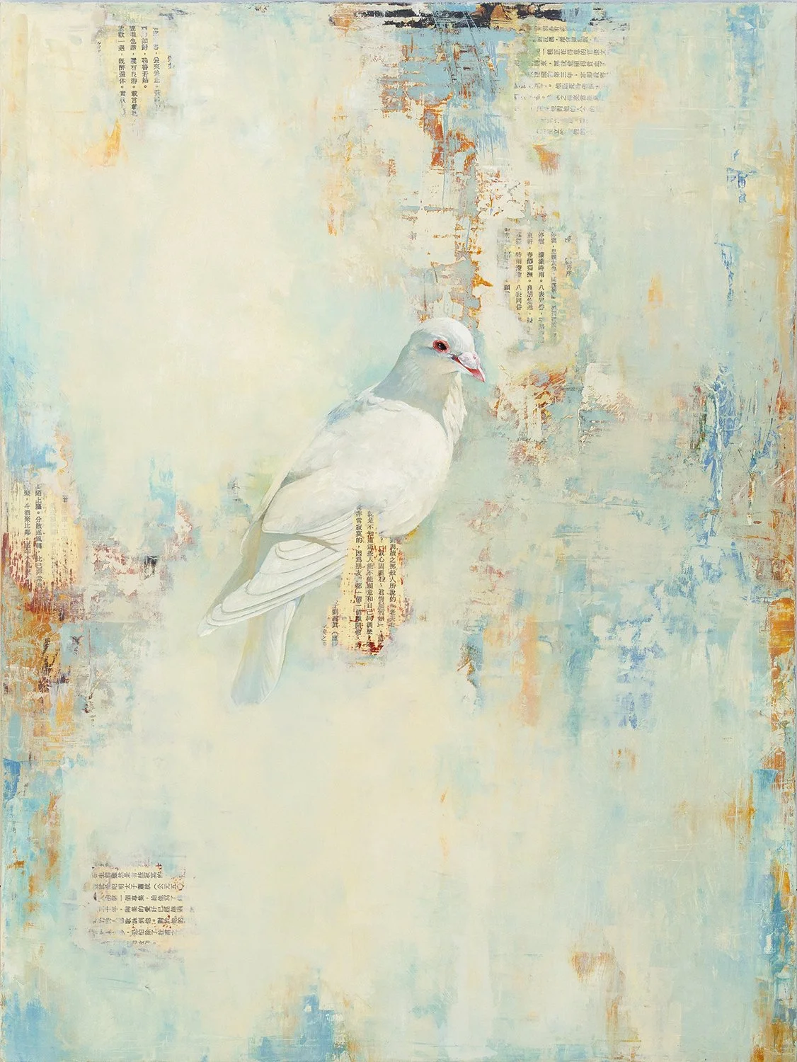   Generosity of Light  2025 oil and collage on panel 24 × 18 inches  Sold 