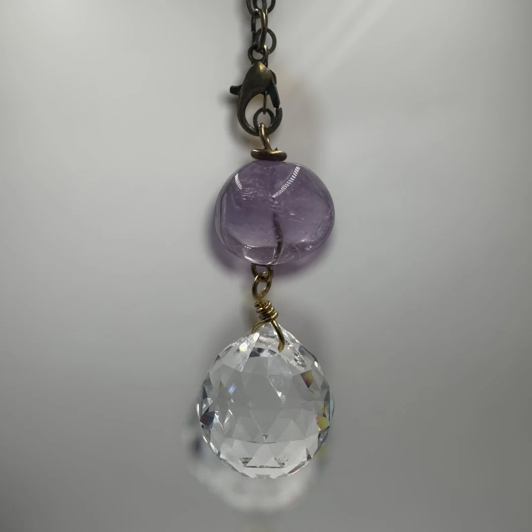 Elegant Amethyst and Crystal Drop Pendant