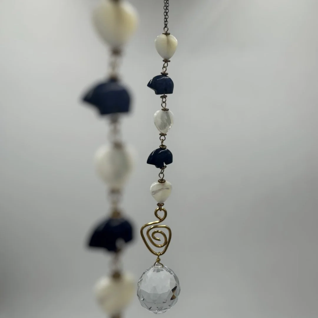 Lapis Traveling Bear Suncatcher
