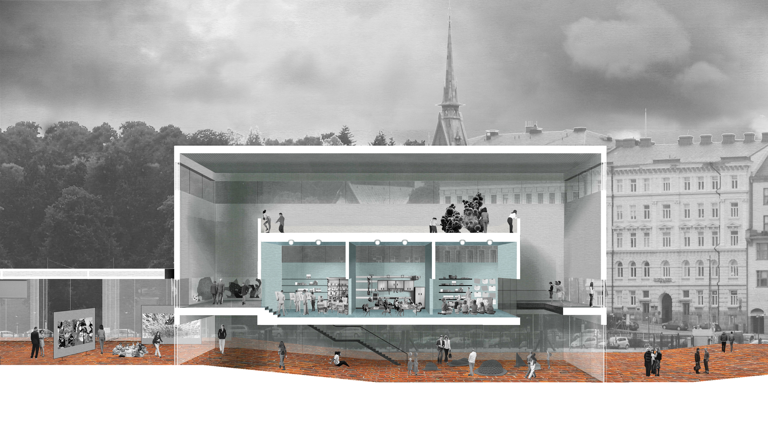  Perspective section through the education hub          