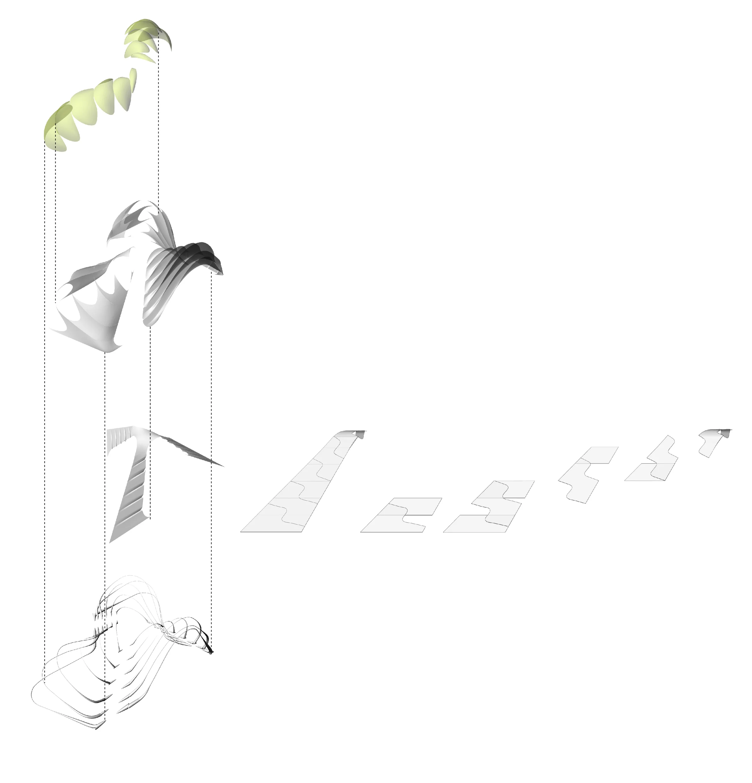  Fiber glass arches, carbon fibre clip profiles, membrane skin and pneumatic skin       