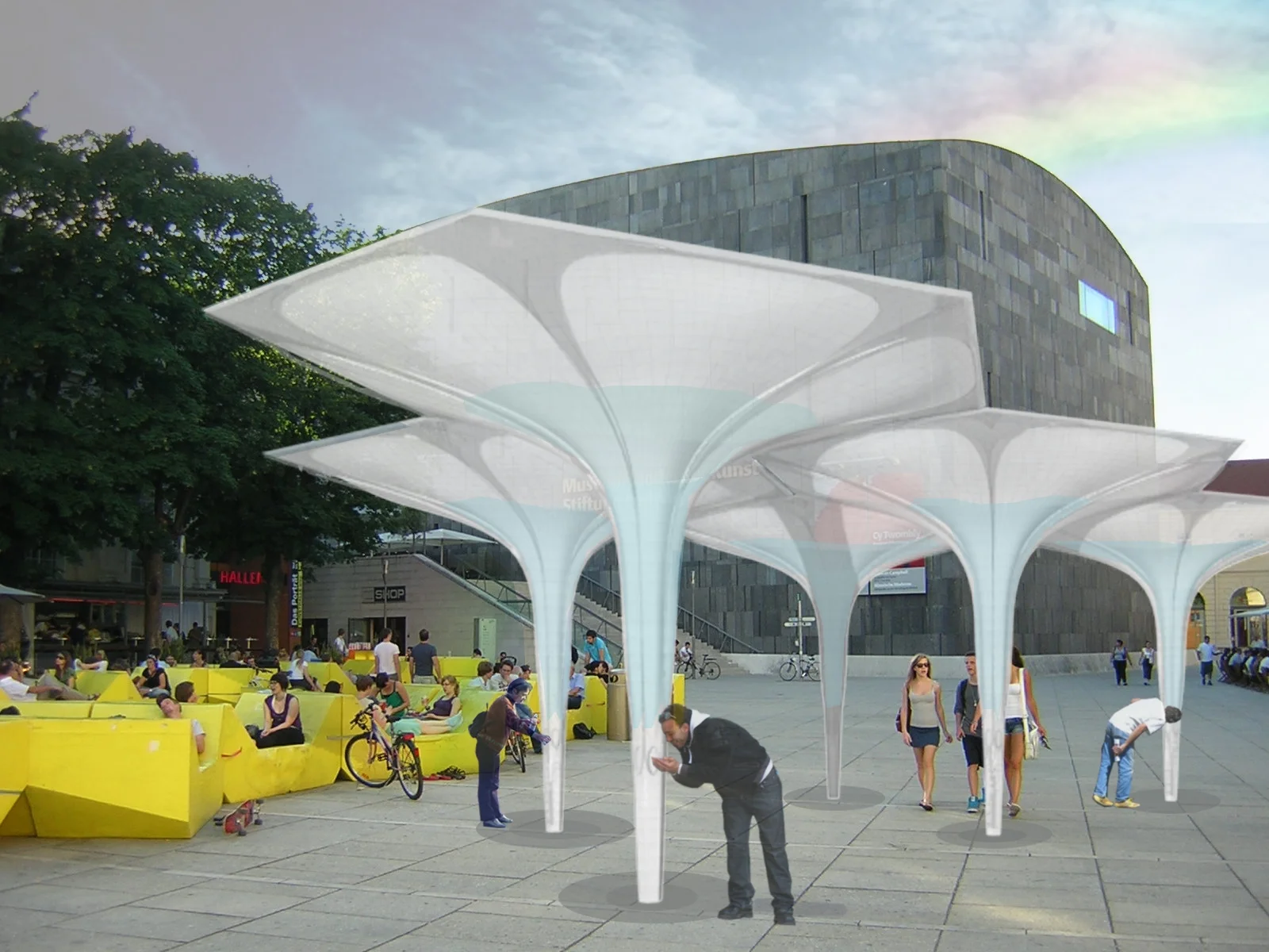  Drinking fountain in an urban setting          